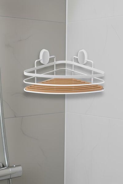 Okyanus Home Eko Magic Yapıştır&Vidala Due Tek Katlı Üçgen Lamalı Şampuanlık 21 cm / Beyaz