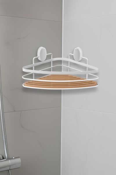 Okyanus Home Eko Magic Yapıştır&Vidala Due Tek Katlı Üçgen Lamalı Şampuanlık 21 cm / Beyaz