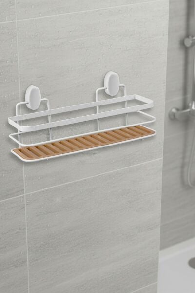 Okyanus Home Eko Magic Yapıştır&Vidala Due Tek Katlı Dikdörtgen Lamalı Şampuanlık 9,5 X 28,5 cm / Beyaz