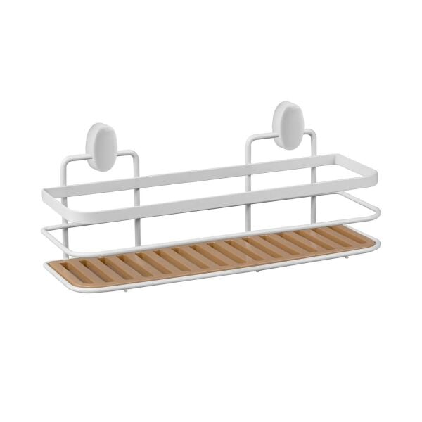 Okyanus Home Eko Magic Yapıştır&Vidala Due Tek Katlı Dikdörtgen Lamalı Şampuanlık 9,5 X 28,5 cm / Beyaz