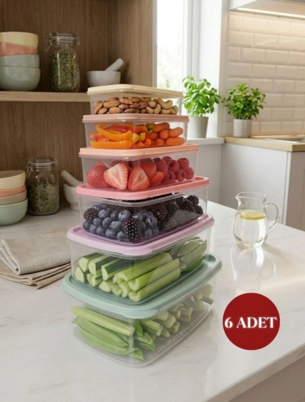 Okyanus Home Stackıt Saklama kabı 6 parça Pastel Renkler