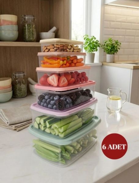 Okyanus Home Stackıt Saklama kabı 6 parça Pastel Renkler