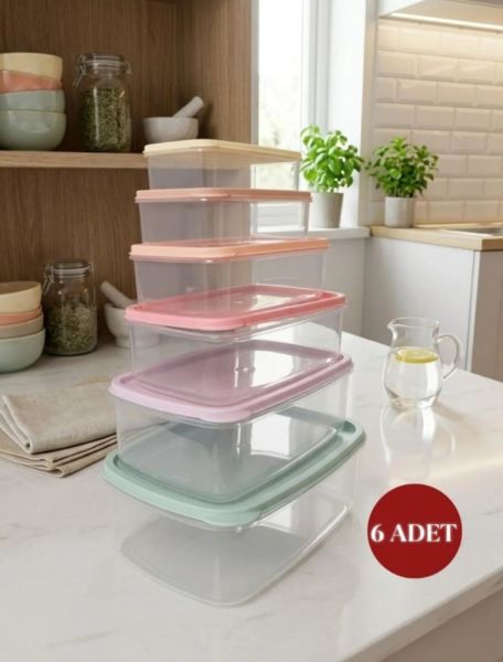 Okyanus Home Stackıt Saklama kabı 6 parça Pastel Renkler
