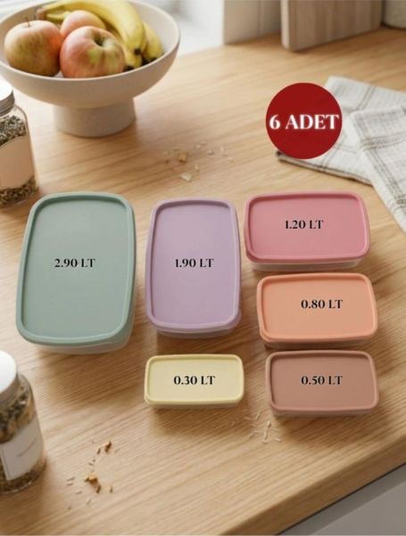 Okyanus Home Stackıt Saklama kabı 6 parça Pastel Renkler