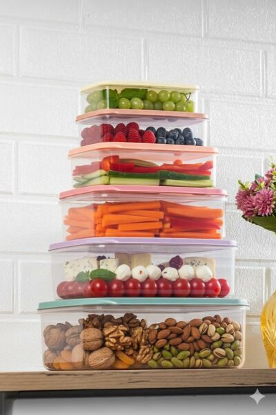 Okyanus Home Stackıt Saklama kabı 6 parça Pastel Renkler