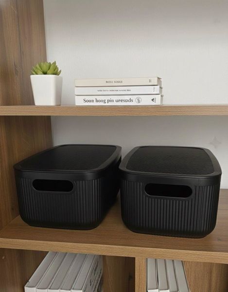 Okyanus Home Linea Smart Box Siyah 2,4 Lt 2 Adet Kapaklı Çok Amaçlı Saklama Kutusu