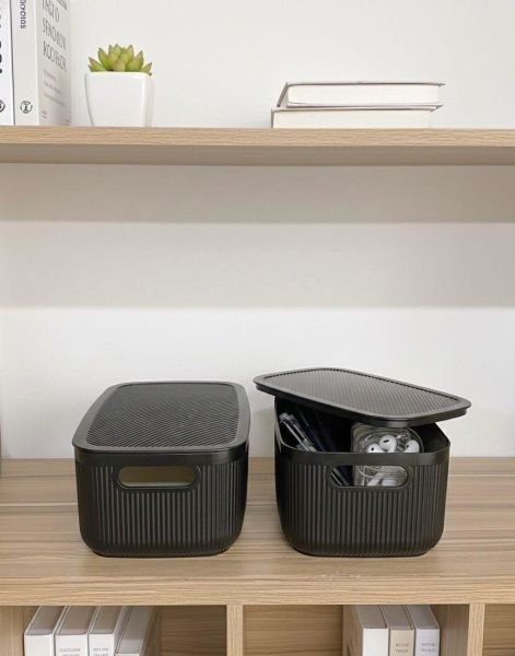 Okyanus Home Linea Smart Box Siyah 2,4 Lt 2 Adet Kapaklı Çok Amaçlı Saklama Kutusu