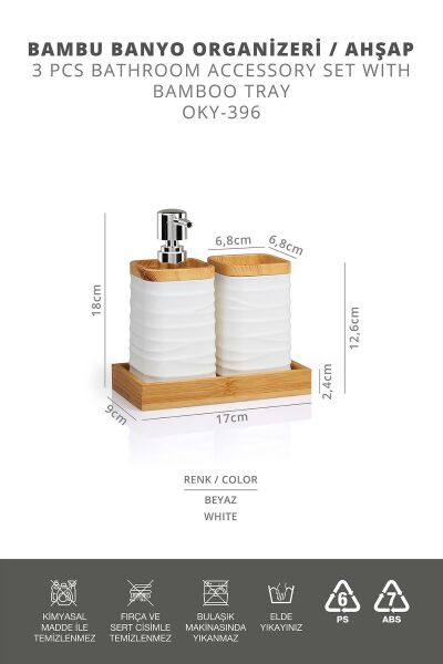 Okyanus Home Beyaz Bambulu Sıvı Sabunluk Ve Diş Fırçalık Seti