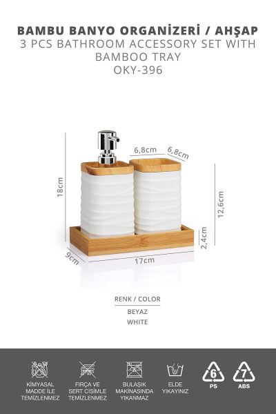 Okyanus Home Beyaz Bambulu Sıvı Sabunluk Ve Diş Fırçalık Seti