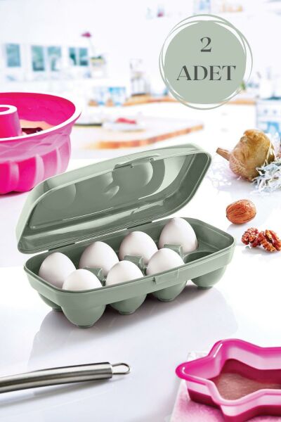 Okyanus Home 2 ADET Yumurta Saklama Kabı 8'li Karışık Renkli