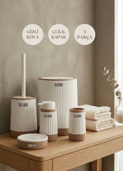 Okyanus Home Nida Beyaz Due 5'li Banyo Seti