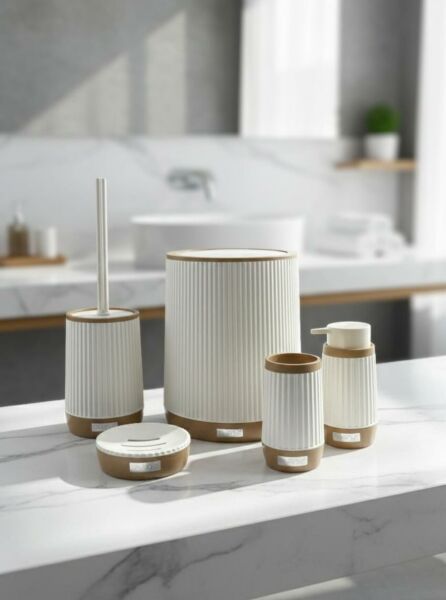 Okyanus Home Nida Beyaz Due 5'li Banyo Seti