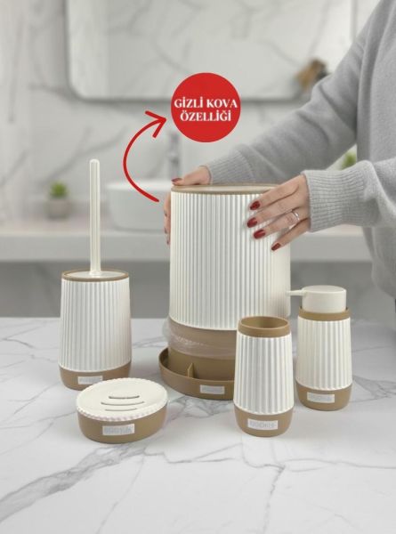 Okyanus Home Nida Beyaz Due 5'li Banyo Seti