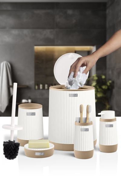 Okyanus Home Nida Beyaz Due 5'li Banyo Seti