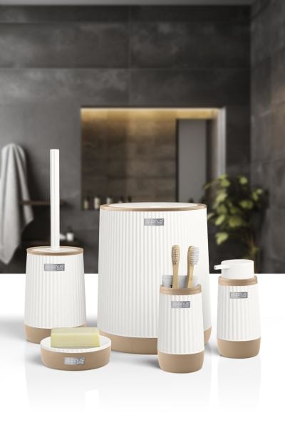 Okyanus Home Nida Beyaz Due 5'li Banyo Seti