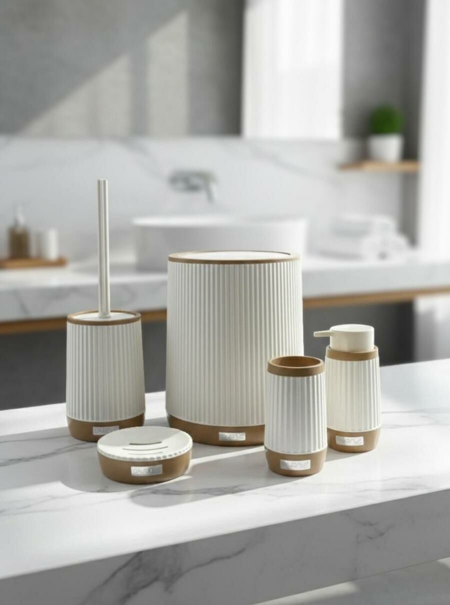 Okyanus Home Nida Beyaz Due 5'li Banyo Seti