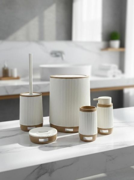 Okyanus Home Nida Beyaz Due 5'li Banyo Seti