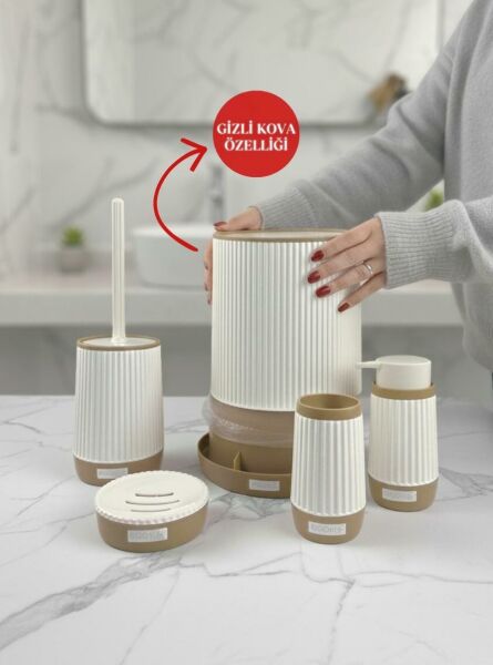 Okyanus Home Nida Beyaz Due 5'li Banyo Seti