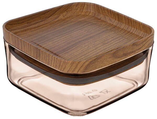 Okyanus Home 6 ADET Ahşap Kapaklı Pratik Erzak Kavanozu Kare No:1 (250 ml)