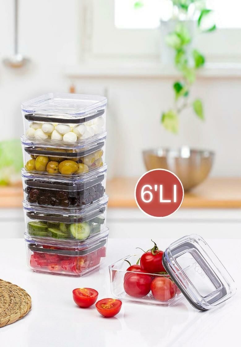 Okyanus Home 6 ADET Pratik Erzak Kavanozu Kare No:1 (250 ml)