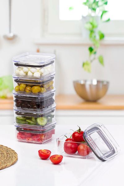 Okyanus Home 6 ADET Pratik Erzak Kavanozu Kare No:1 (250 ml)