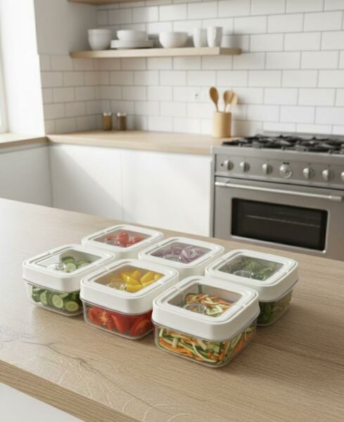 Okyanus Home 6'lı Vakumlu Erzak Kavanozu Kare No:1 (250 ml)