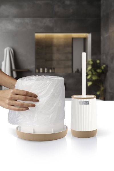 Okyanus Home Nida Beyaz Due Desenli Eko 2'li Wc Kova Ve Fırça Seti