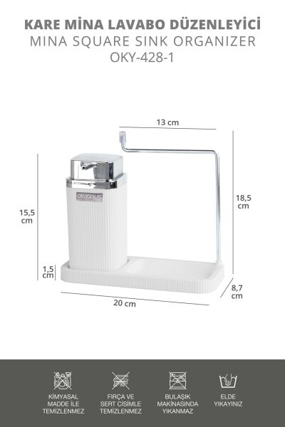Okyanus Home Kare Mina Lavabo Düzenleyici Beyaz