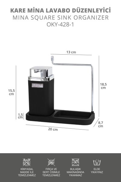 Okyanus Home Kare Mina Lavabo Düzenleyici Siyah