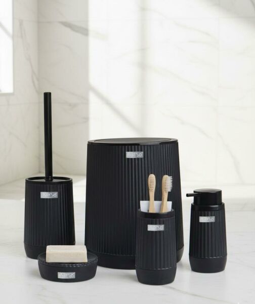 Okyanus Home Poşet Gizleyen Siyah 5 Parça Banyo Seti
