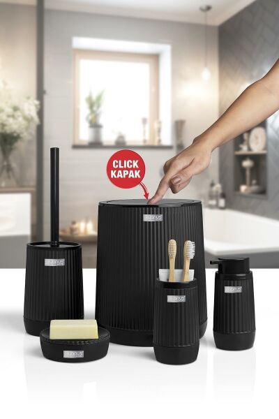 Okyanus Home Poşet Gizleyen Siyah 5 Parça Banyo Seti