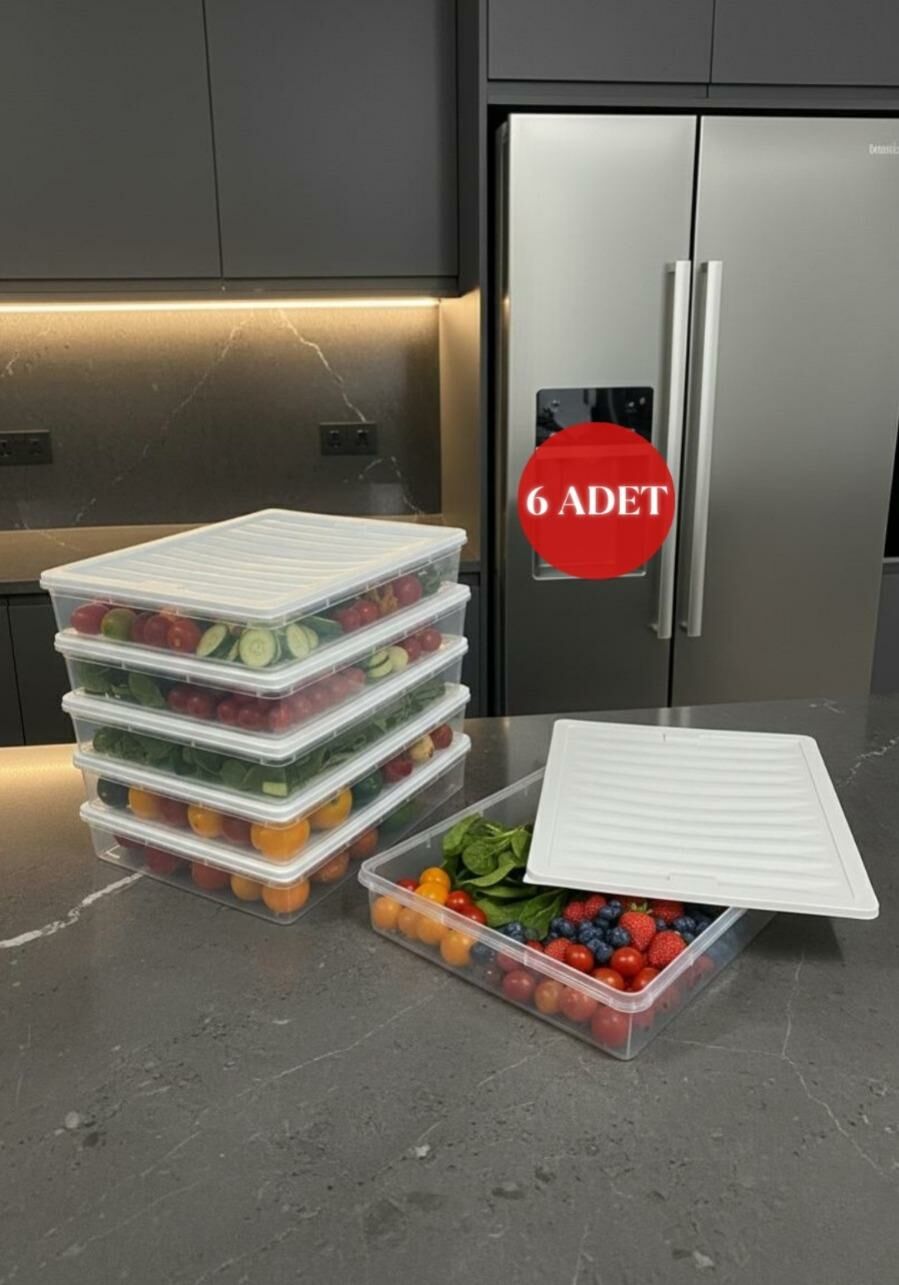 Okyanus Home Buzdolabı  Ve Dondurucuya Uygun Saklama Kabı Bej 6 ADET 2400ML