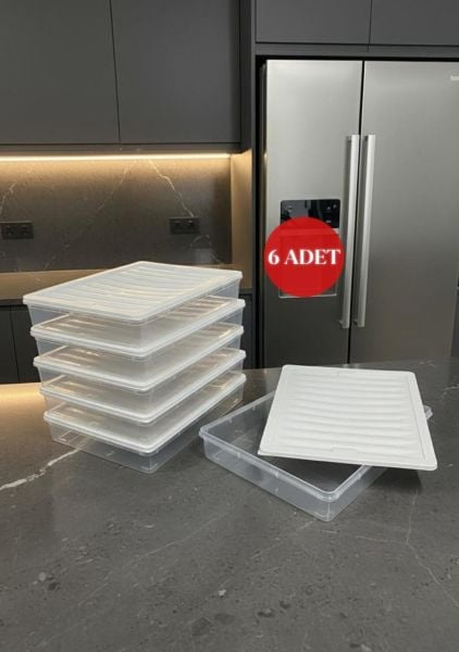 Okyanus Home Buzdolabı  Ve Dondurucuya Uygun Saklama Kabı Bej 6 ADET 2400ML