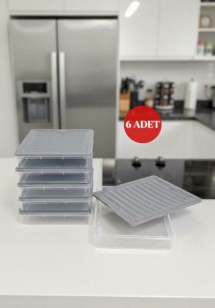 Okyanus Home Buzdolabı  Ve Dondurucuya Uygun Saklama Kabı Antrasit 6 ADET 2400ML