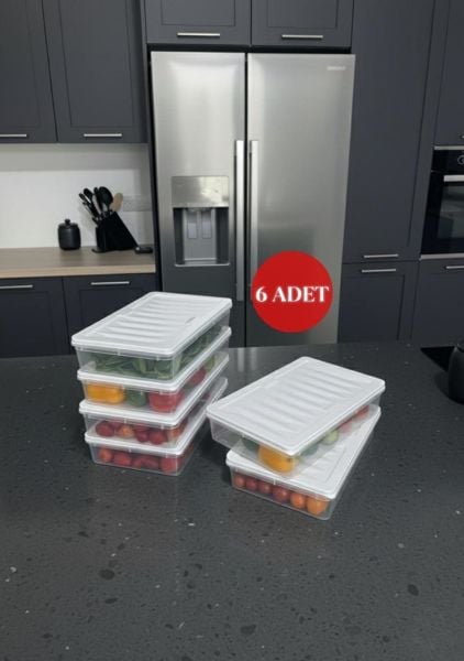 Okyanus Home Buzdolabı  Ve Dondurucuya Uygun Saklama Kabı Bej 6 ADET 1200ML