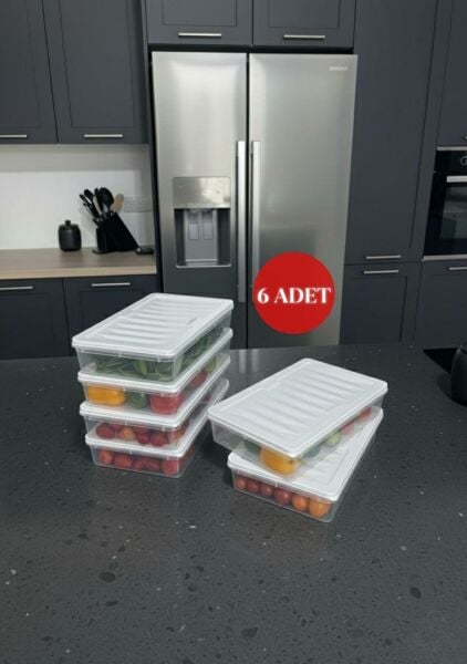 Okyanus Home Buzdolabı  Ve Dondurucuya Uygun Saklama Kabı Bej 6 ADET 1200ML