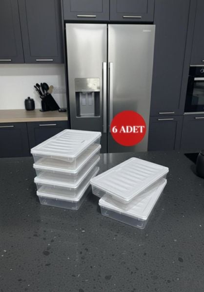 Okyanus Home Buzdolabı  Ve Dondurucuya Uygun Saklama Kabı Bej 6 ADET 1200ML