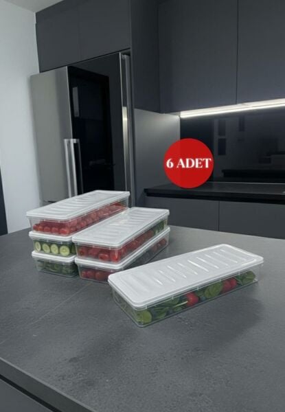 Okyanus Home Buzdolabı  Ve Dondurucuya Uygun Saklama Kabı Bej 6 ADET 1170ML