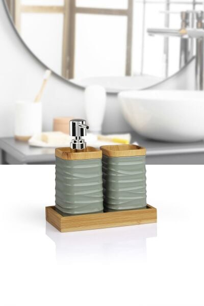 Okyanus Home Yeşil Bambulu Sıvı Sabunluk Ve Diş Fırçalık Seti