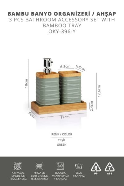 Okyanus Home Yeşil Bambulu Sıvı Sabunluk Ve Diş Fırçalık Seti