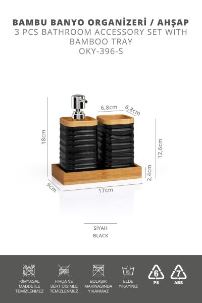 Okyanus Home Siyah Bambulu Sıvı Sabunluk Ve Diş Fırçalık Seti