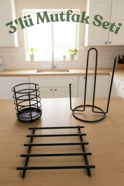 Okyanus Home Siyah Nihale , Kağıt Havluluk ve Kaşıklık Seti 3'lü Set