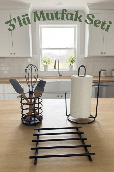 Okyanus Home Siyah Nihale , Kağıt Havluluk ve Kaşıklık Seti 3'lü Set