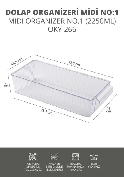 Okyanus Home 3 Adet Kapaksız Midi Buzdolabı Organizeri ve Saklama Kabı 2250ML