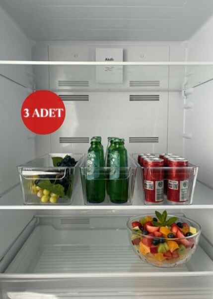 Okyanus Home 3 Adet Kapaksız Midi Buzdolabı Organizeri ve Saklama Kabı 3250ML