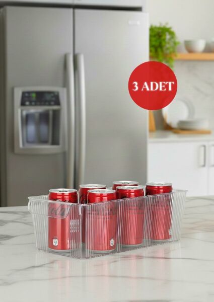 Okyanus Home 3 Adet Kapaksız Midi Buzdolabı Organizeri ve Saklama Kabı 3250ML