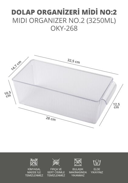 Okyanus Home 3 Adet Kapaksız Midi Buzdolabı Organizeri ve Saklama Kabı 3250ML