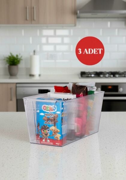 Okyanus Home 3 Adet Kapaksız Midi Buzdolabı Organizeri ve Saklama Kabı 4500ML