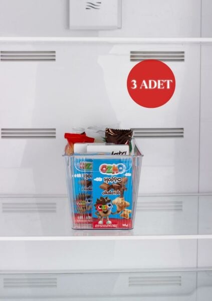 Okyanus Home 3 Adet Kapaksız Midi Buzdolabı Organizeri ve Saklama Kabı 4500ML