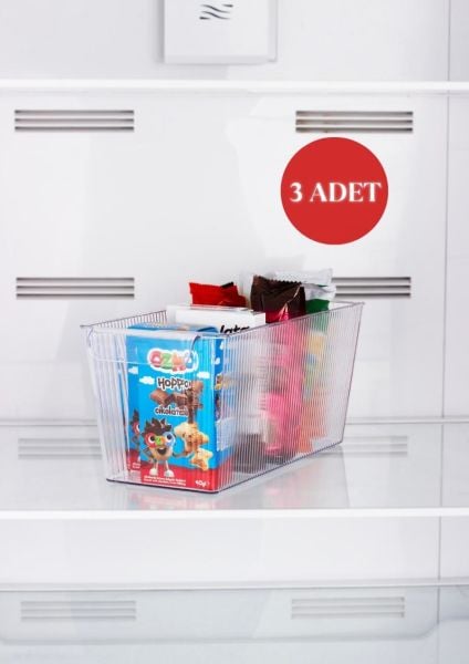 Okyanus Home 3 Adet Kapaksız Midi Buzdolabı Organizeri ve Saklama Kabı 4500ML
